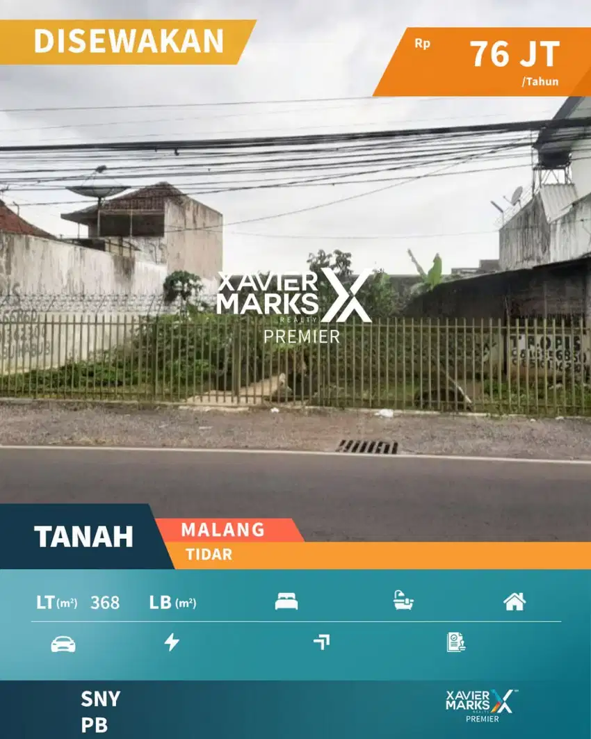 Disewakan Cepat Tanah Strategis Nol Jalan Raya Tidar Kota Malang