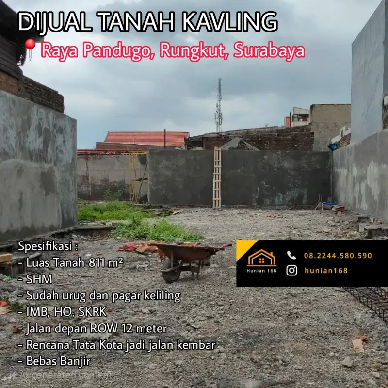 Tanah Kavling Raya Pandugo Rungkut Penjaringan Medokan Surabaya Timur
