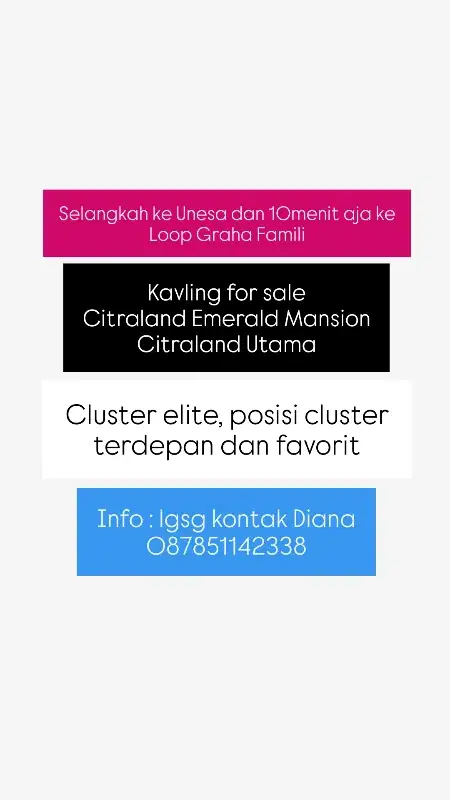 KAVLING CITRALAND CLUSTER FAVORIT EMERALD MANSION