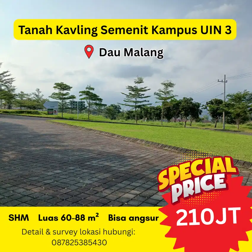 Tanah Kavling Dau Malang, Lokasi Strategis Sebelah Kampus UIN 3 Malang