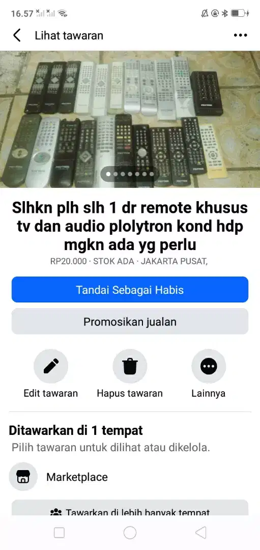 Slhkn lh slh 1 dr remote tv/audio Polytron kond hdp mgkn ada yg perlu