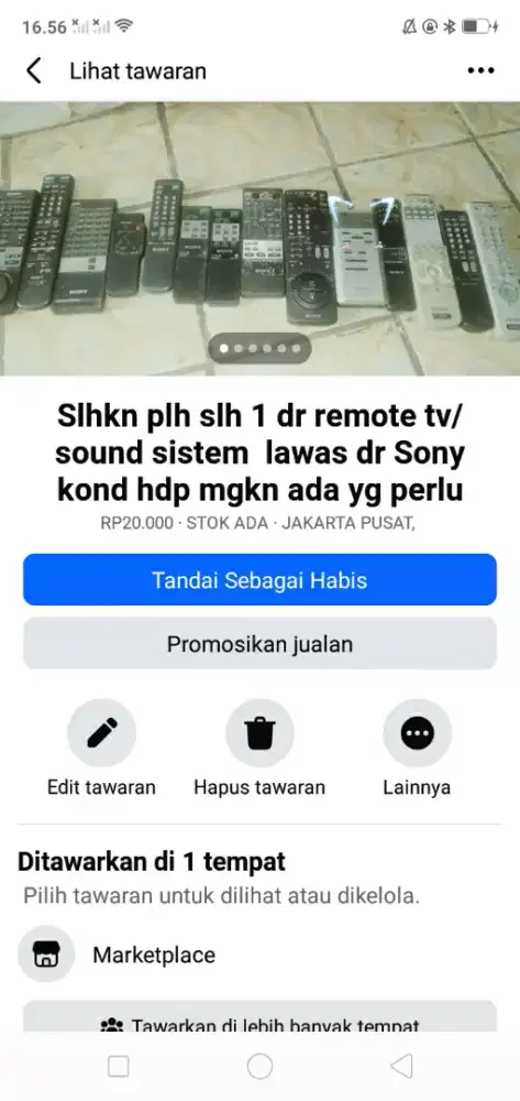 Slhkn plh slh 1 dr remote tv/audio Sony kond hdp hrg murah sj cpt