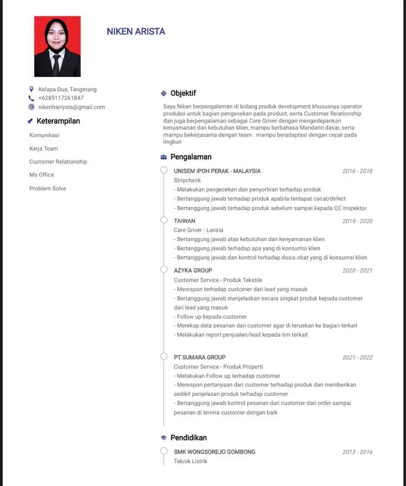 mencari pekerjaan pengalaman CS online shop