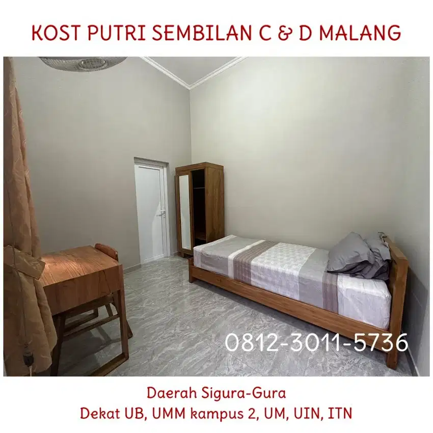 Kost kos Putri Malang dekat UB, UMM kampus 2, UM, UIN, ITN