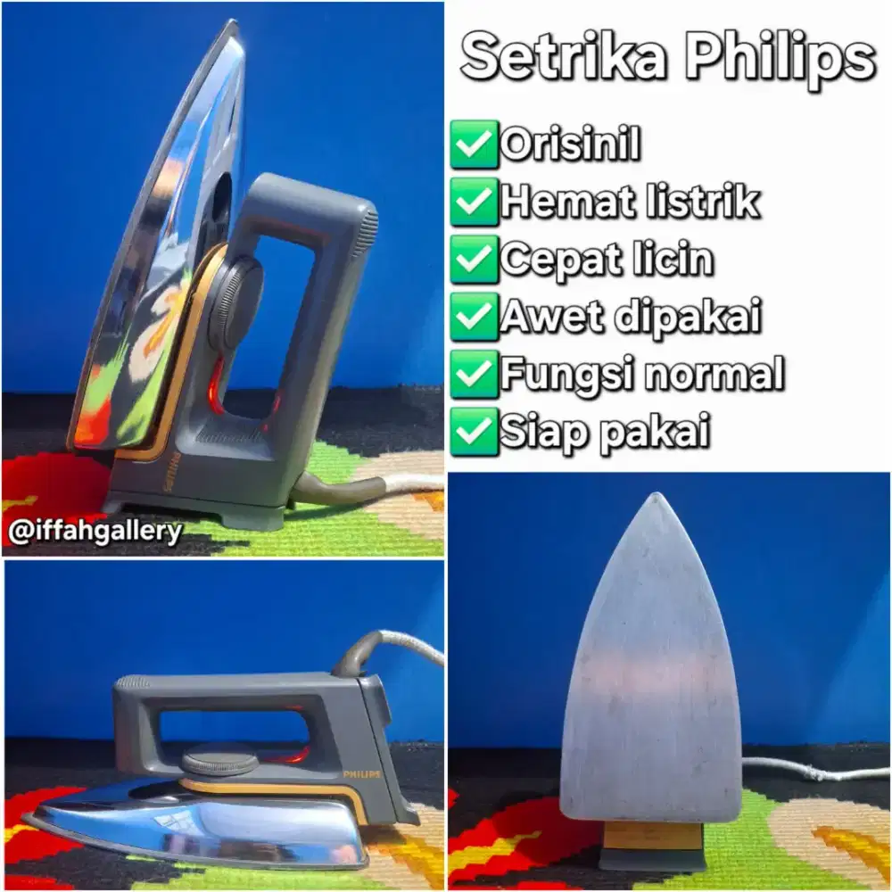 Setrika Philips Classic Abu-abu Orisinil Fungsi Normal Siap Pakai