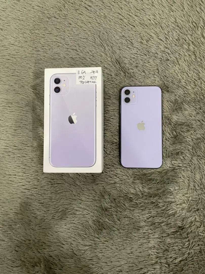 IPhone 11 64GB Purple mulus Fullset BH 100% Sinyal Permanent