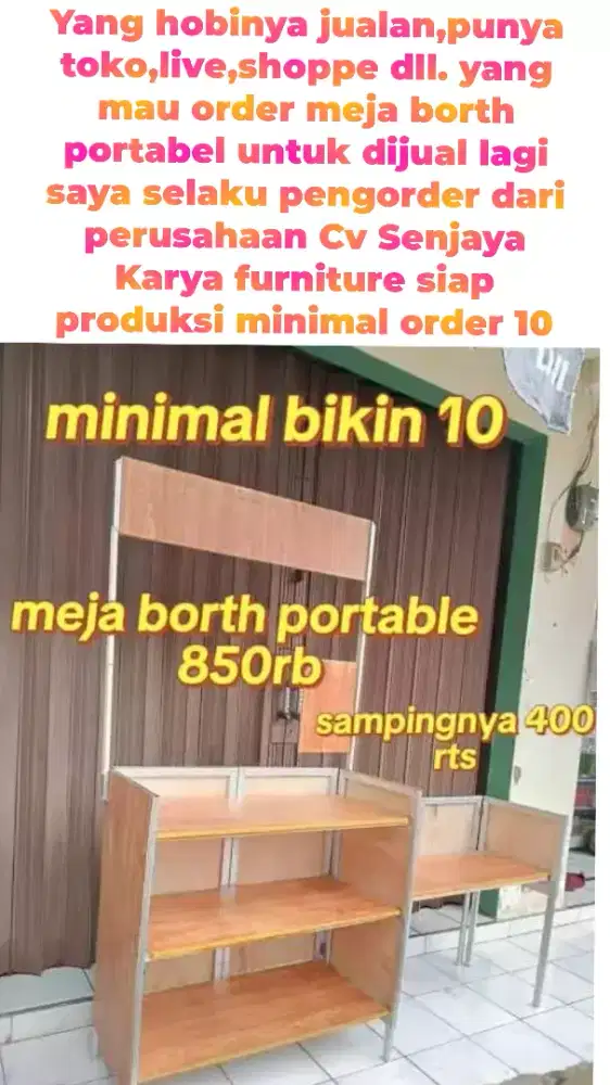 Furniture meja borth portabel minimal bikin 10 perunitnya