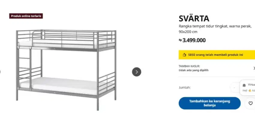 Dijual tempat tidur lengkap dgn bed