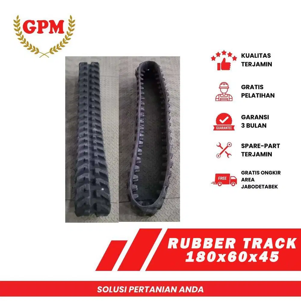 Rubber Track 180x60x45 Sparepart Mesin Excavator, dumper dan combine