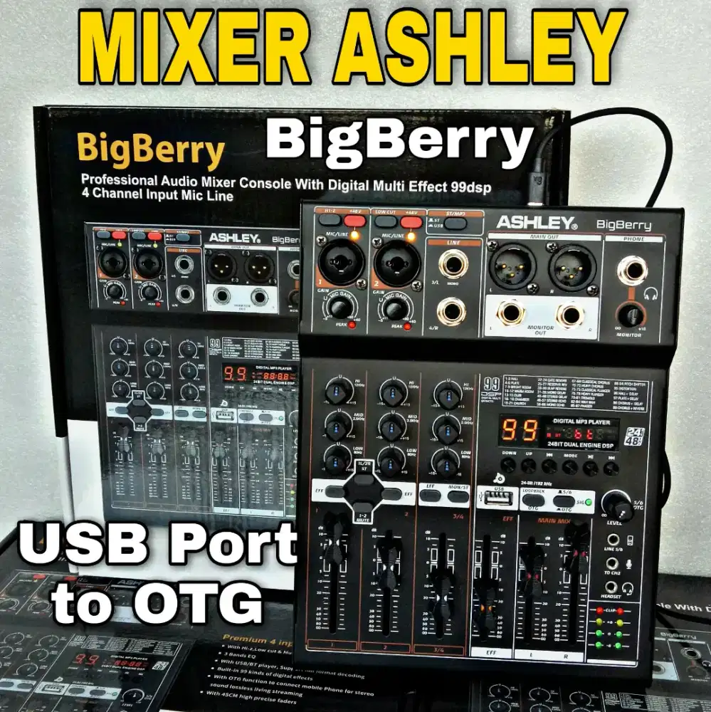 Mixer Ashley 4 Chanel BigBerry Original Big Berry 99DSP Reverb OTG