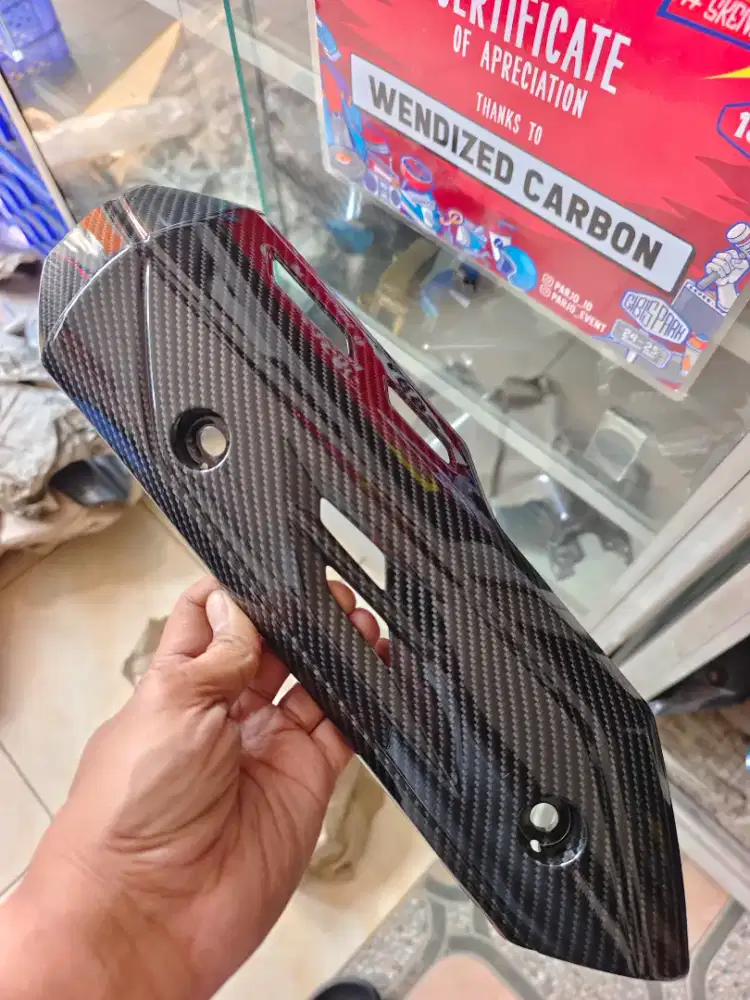 Tameng knalpot ori Honda vario 110 fi carbon hitam