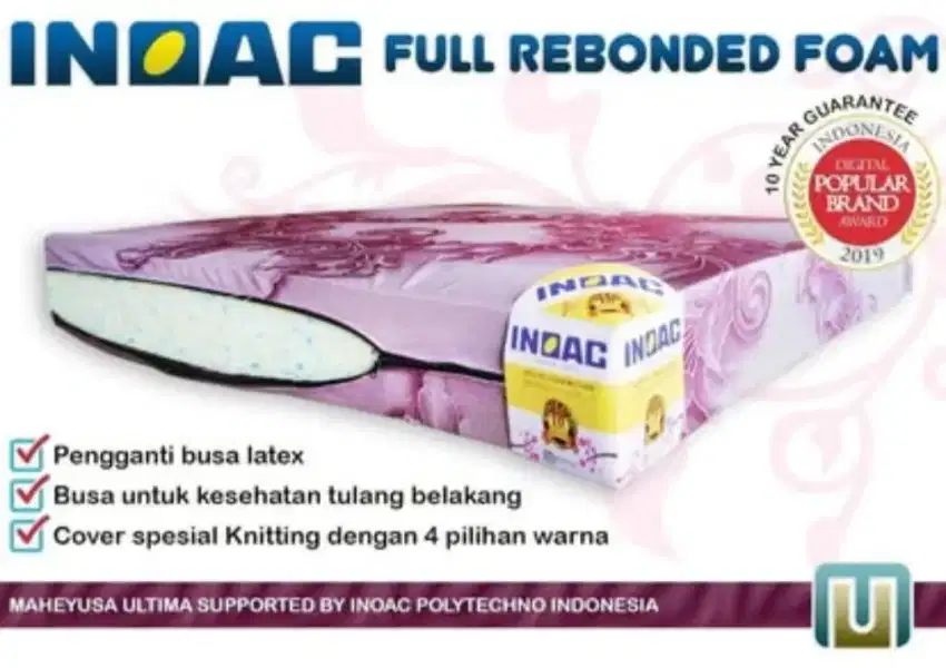 Kasur Busa Inoac Economy Garansi 10 Th Jacquard Knitting Tebal 14 cm