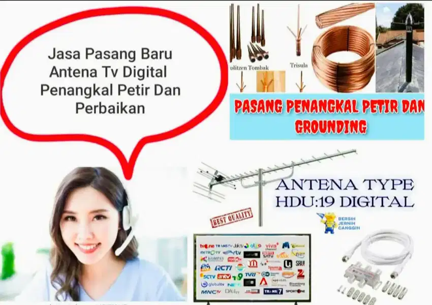 Instalasi Pasang Baru Sinyal Antena Digital 48 Channel Digital