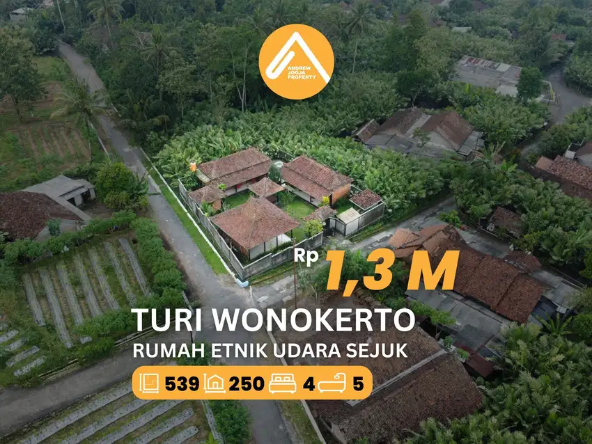 Jual Rumah Turi Wonokerto Etnik Sejuk Asri Akses Mudah