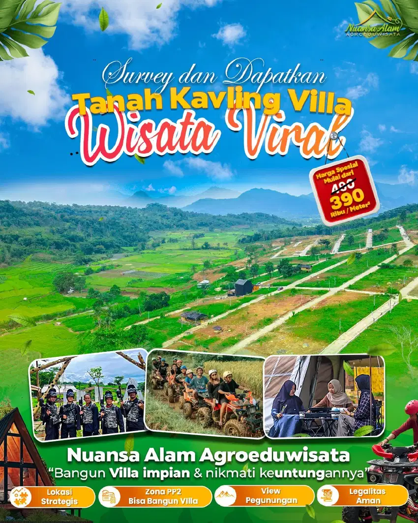 Tanah Kavling Wisata Eksklusif READY Dekat Jakarta Depok Bekasi Bogor