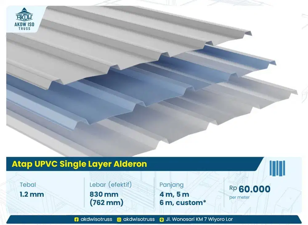 Atap UPVC Galvalum Spandek  Metal Polos dan Pasir 0.25mm 0.30mm