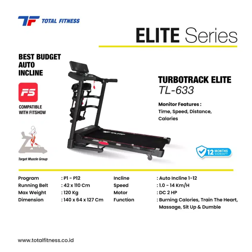 TREADMILL ELEKTRIK  TF 633 M/ 2 FUNCTION