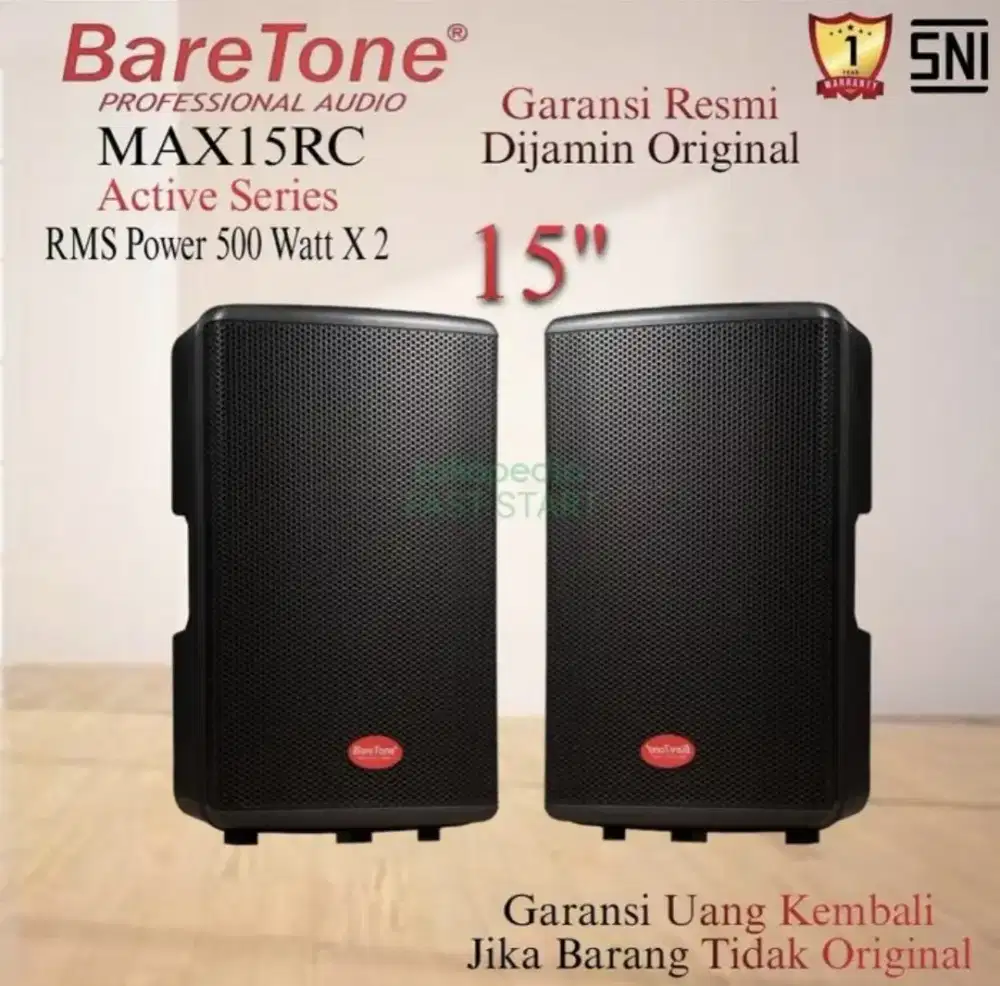 2 Speaker aktif baretone max15rc max 15 rc 2x500 watt original resmi