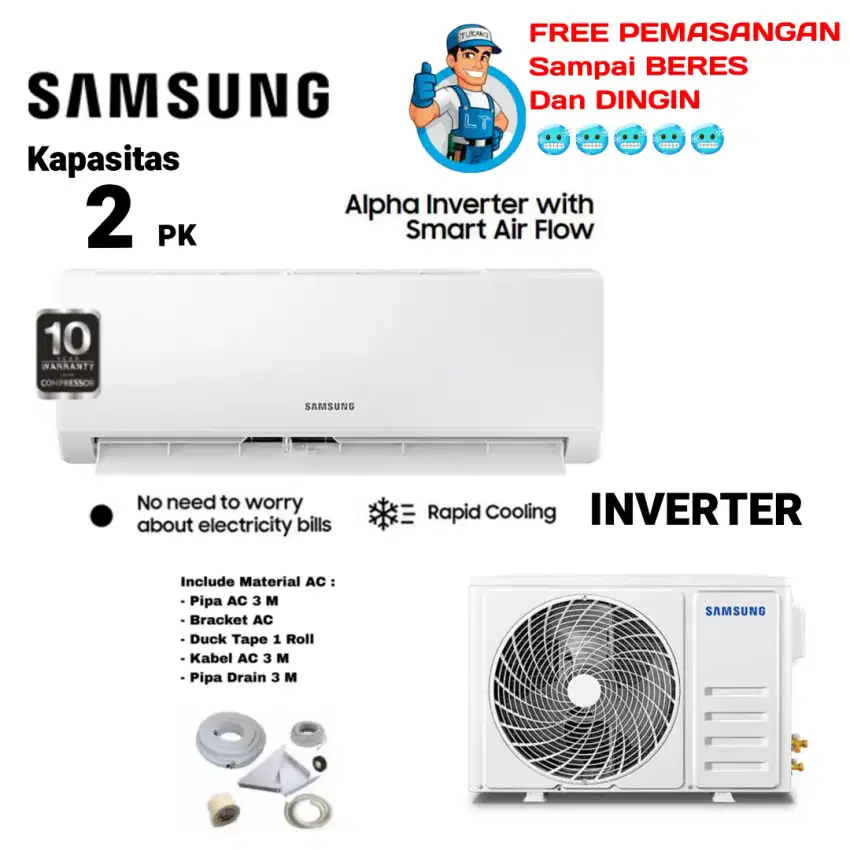 FREE PASANG! SAMSUNG AC Alpha INVERTER Split 2 PK AR18AYHLAWKNSE