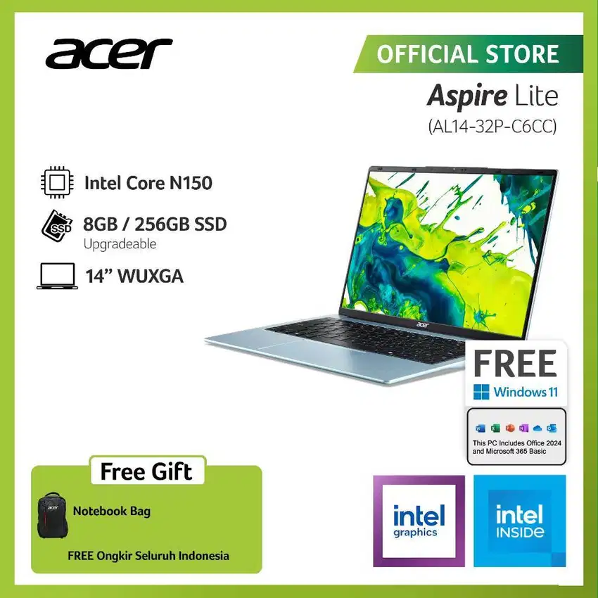 Cash / Kredit Laptop Acer AL14 Lite N150 Ram 8 GB SSD Resmi