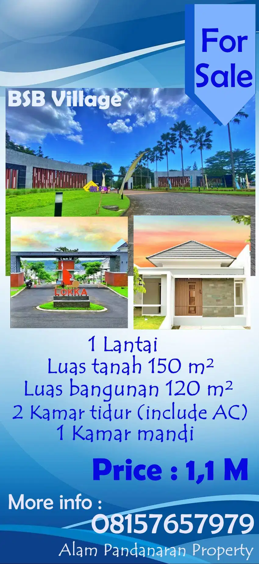 Dijual Cepat Rumah 1LT BSB Village Dkt Danau