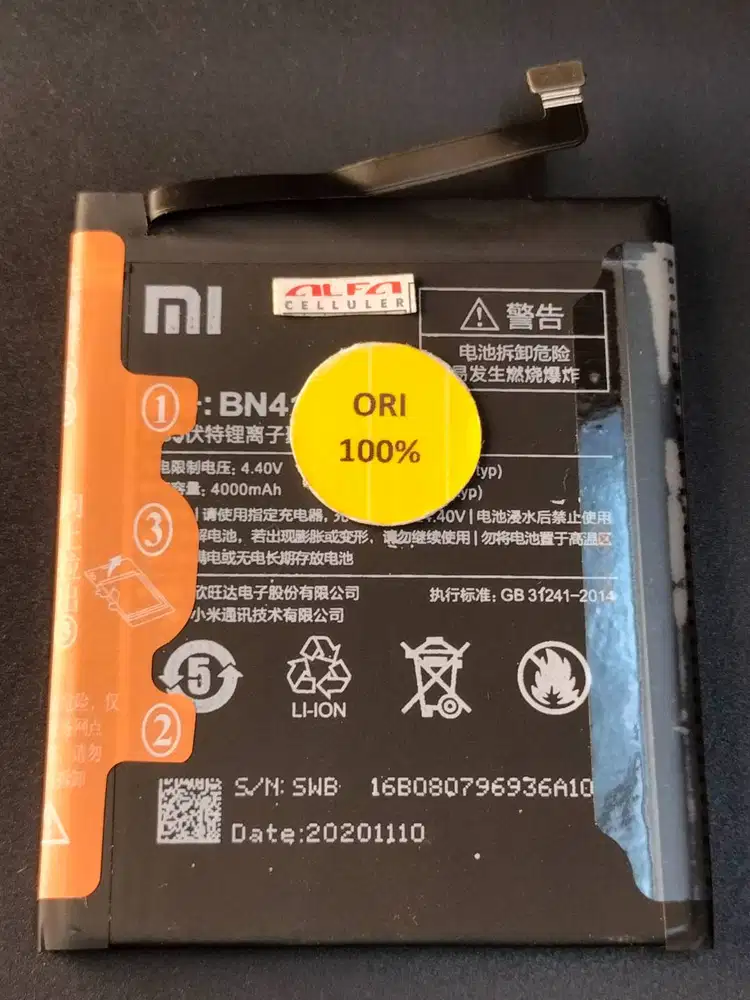 Baterai XIAOMI REDMI NOTE 4/4X BN43 Baterai XIAOMI REDMI NOTE 3 BM46