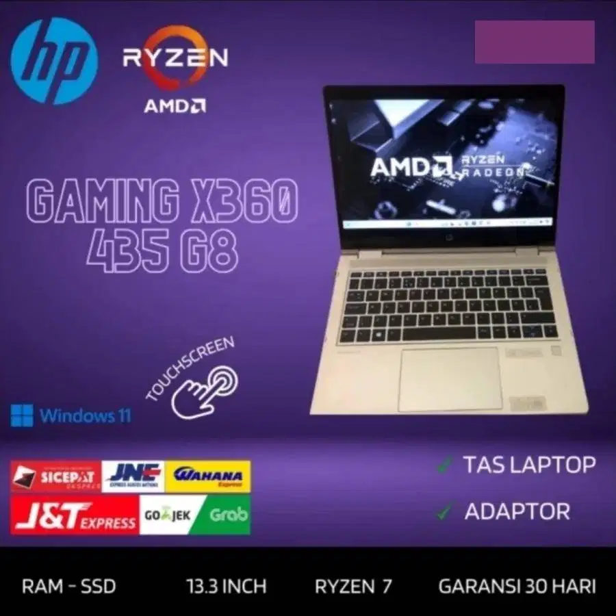 HP Probook X360 435 G7 AMD Ryzen 7 Pro 4750u RAM 16GB-256GB D-RC