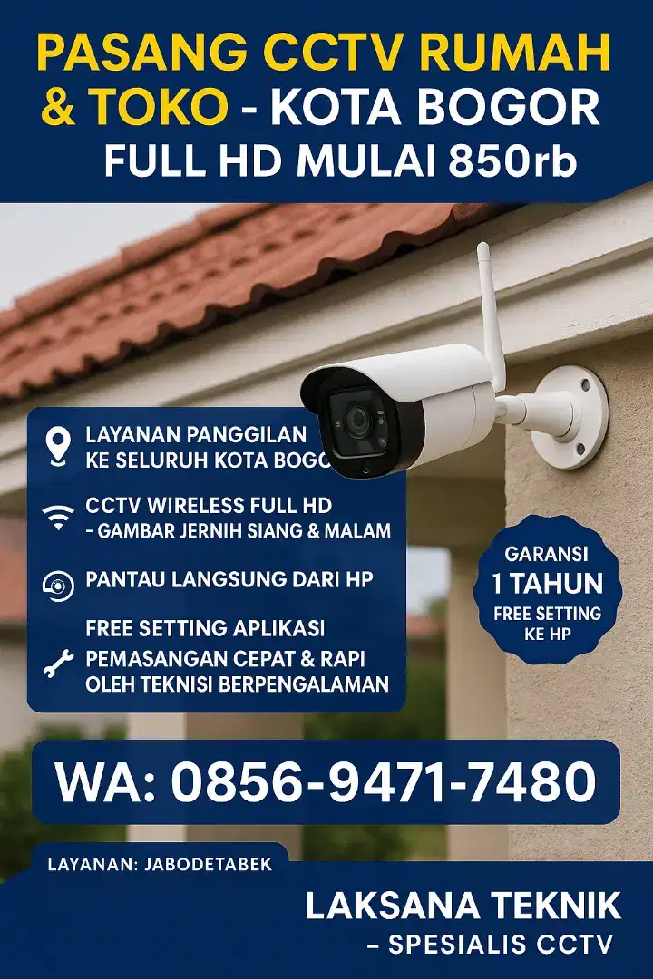 Pasang CCTV Rumah & Toko - Kota Bogor - Full HD Mulai 850rb an