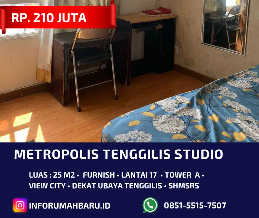 METROPOLIS Studio ‼️ Apartemen Furnish Tenggilis dekat Ubaya
