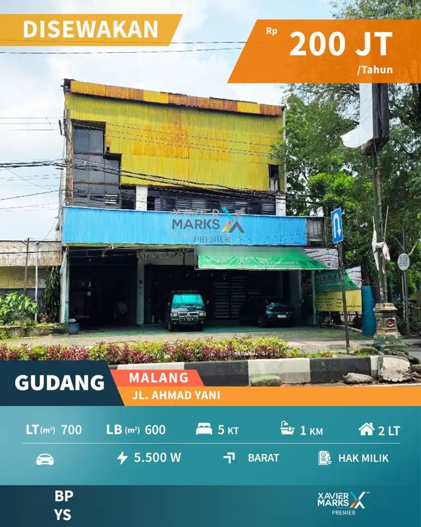 e093 Disewakan Gudang di Poros Jalan Ahmad Yani, Blimbing Malang