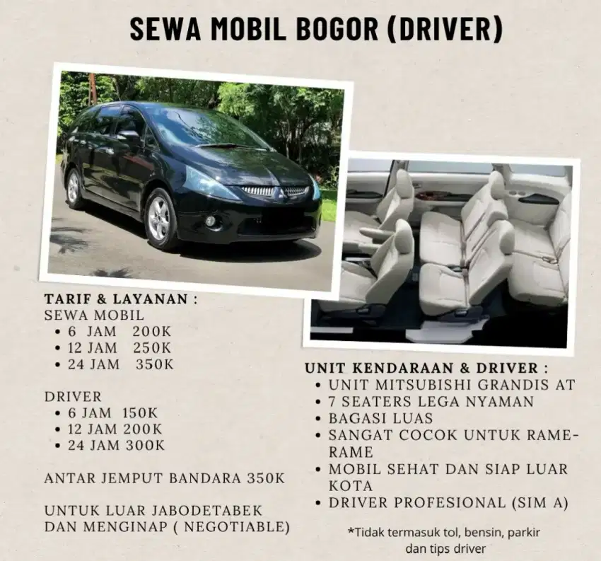 Rental sewa mobil bogor plus driver