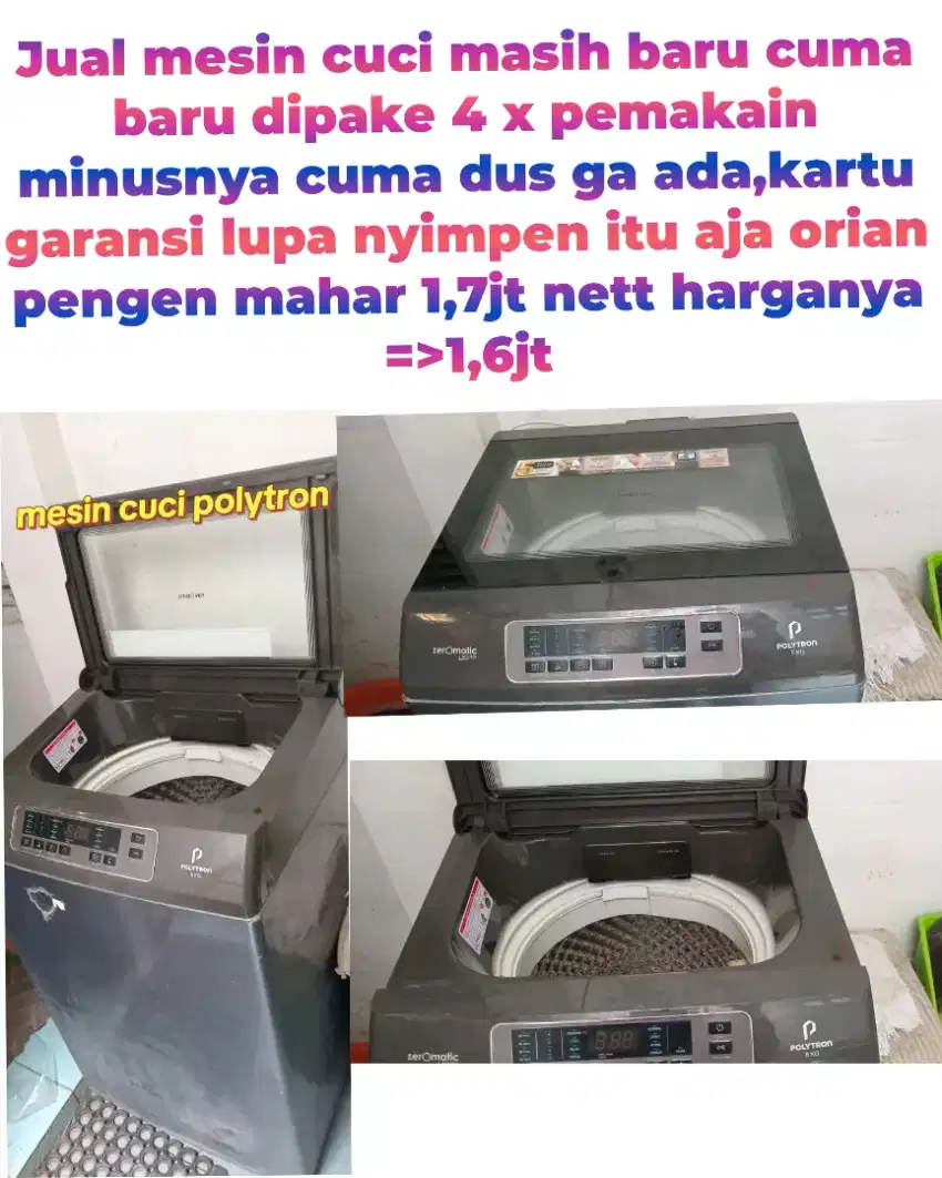 Mesin cuci polytron 1,6jt nett ambil ke lokasi