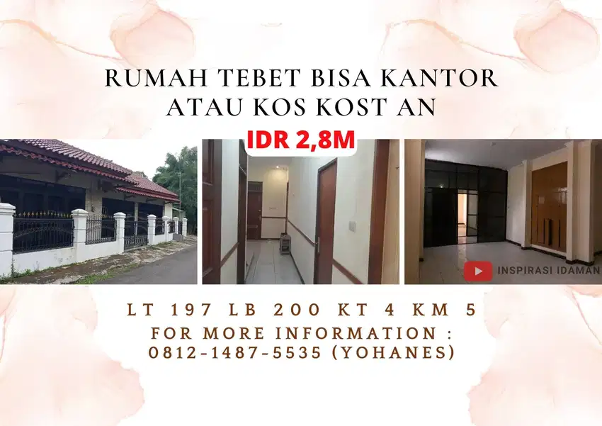 Rumah Tebet Bisa Kantor Atau Kos2an Bebas Banjir Jalan Lebar