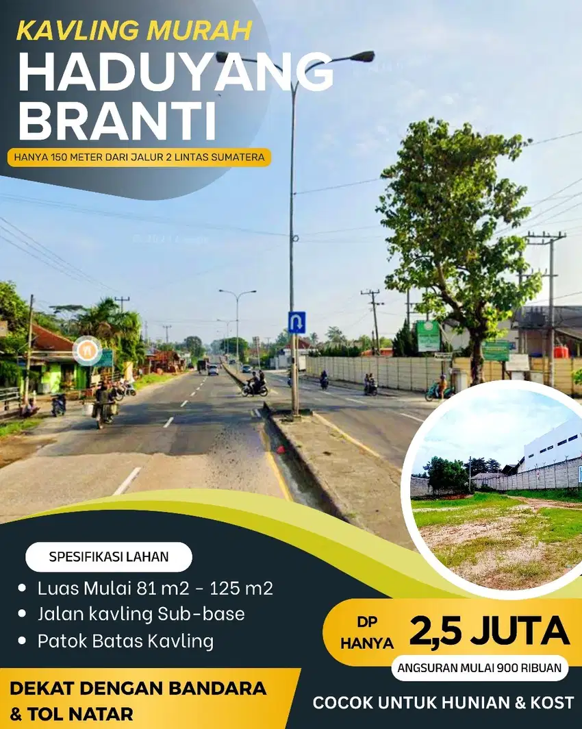 DI JUAL CEPAT MURAH TANAH KAVLING HADUYANG BERANTI
