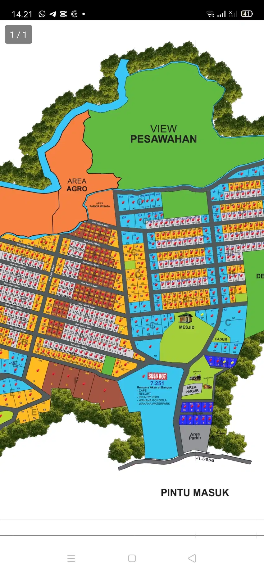 Di Jual Tanah Luas 1101 m² 690 ribu permeter Dekat Water Park