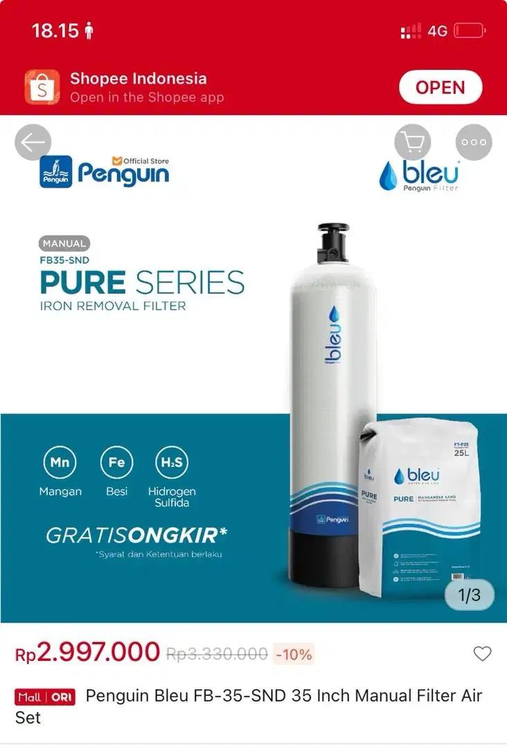 Filter penjernih air - pure series (BLUE)