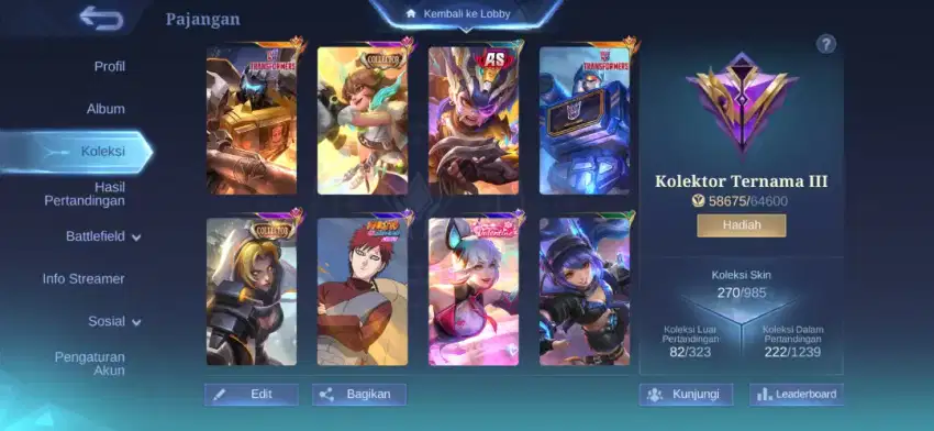 Jual akun mobile legend (pensi)