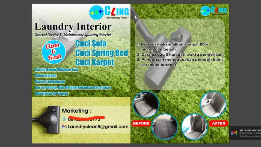 Laundry spring bed sofa dan jok mobil