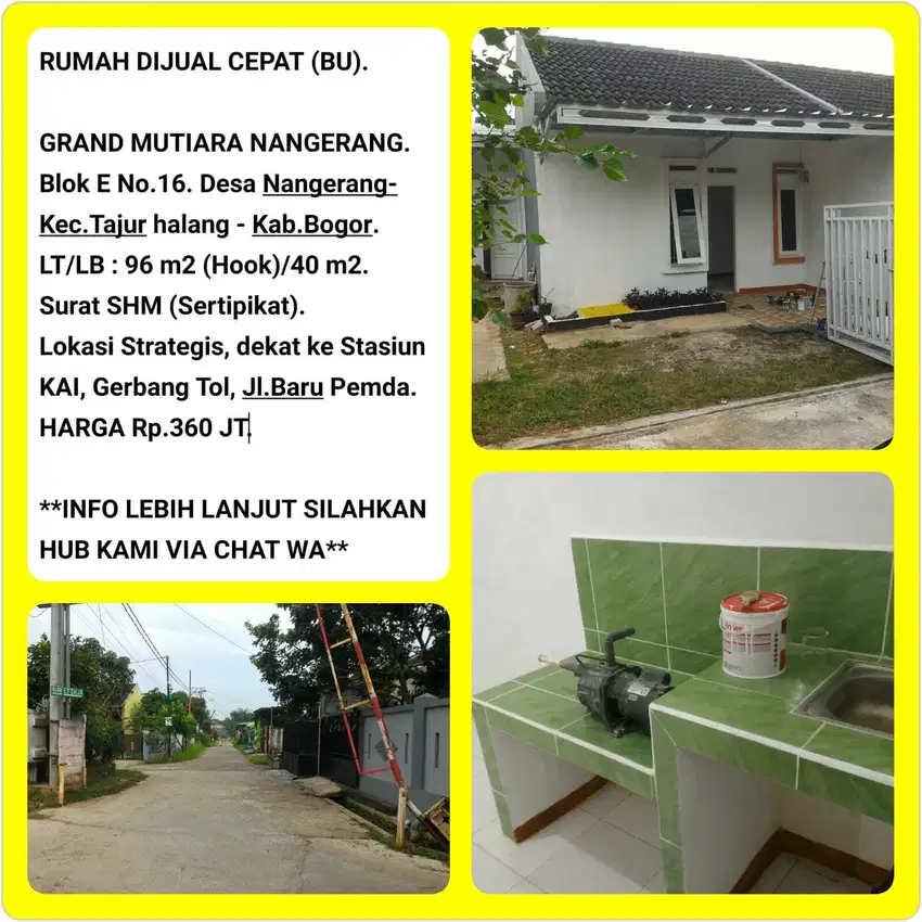 Rumah murah siap huni strategis dekat stasiun di Bojonggede -Bogor