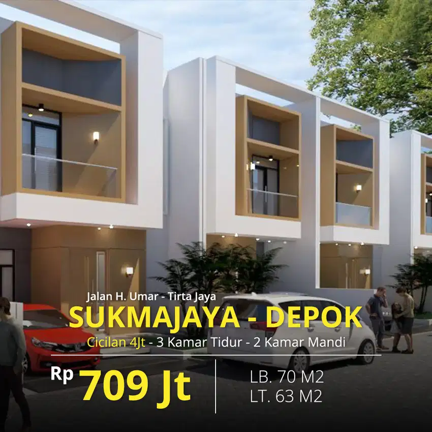 RUMAH TYPE 70 Luas Tanah 63 Meter | Sukmajaya Depok 6 Menit ke Stasiun