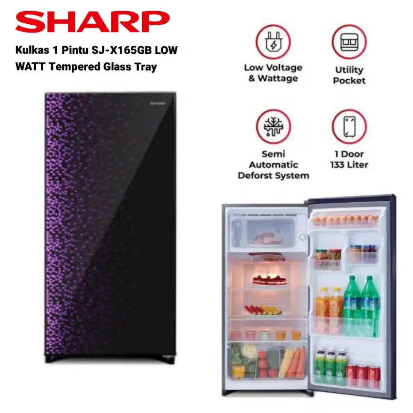 TERMURAH! SHARP Kulkas 1 Pintu SJ-X265GB Tempered Glass TRAY LOWWAT
