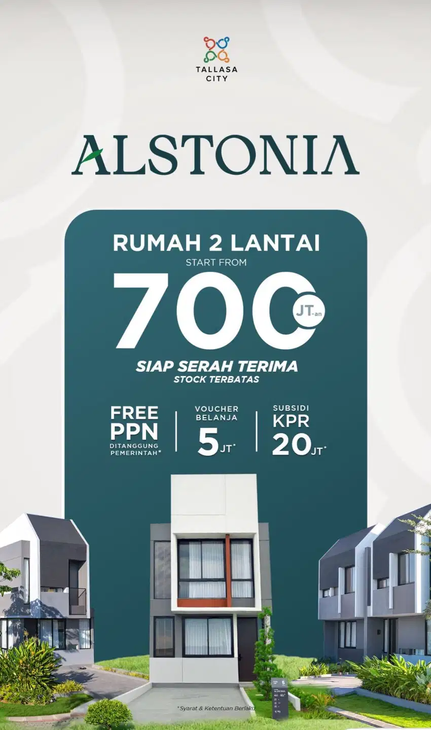 DIJUAL RUMAH MURAH 2 LANTAI DI CLUSTER ALSTONIA TALLASA CITY