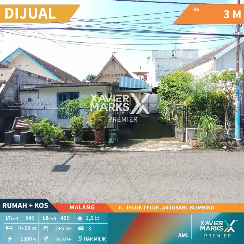 Dijual Rumah + Kos Dekat Berbagai Kampus di Jl Teluk-teluk Malang