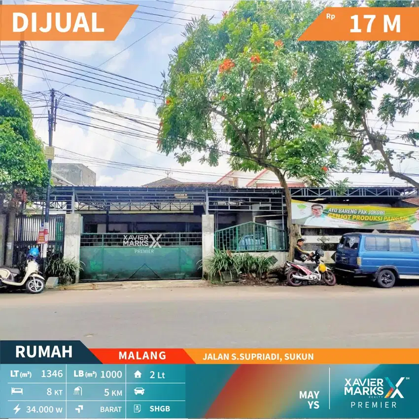 Dijual Rumah + Pabrik Poros Jalan S Supriadi Malang