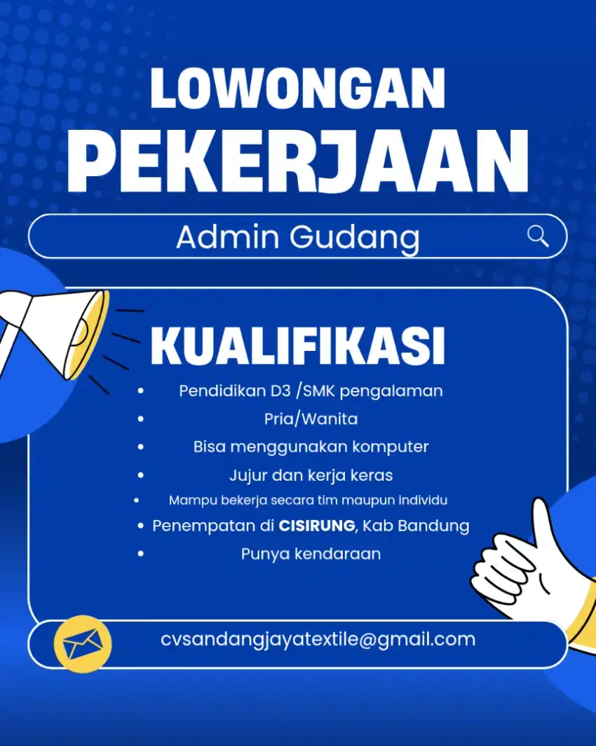Lowongan Admin Gudang
