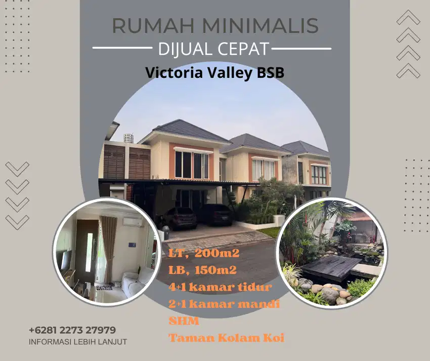 Rumah Mewah Minimalis Siap Huni Komplek Elite BSB Victoria Valley