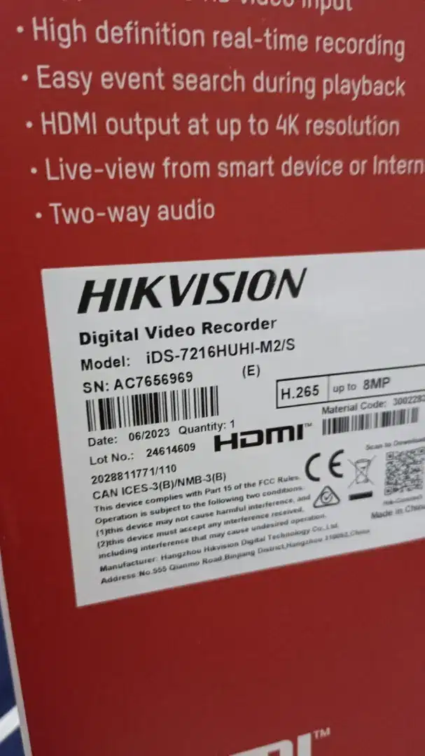 Hikvision iDS‑7216HUHI‑M2/S AcuSense 16‑Channel 5MP DVR Hybrid 4K
