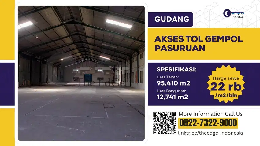 Disewakan Gudang Akses Tol Gempol Pasuruan dekat Sidoarjo  - The EdGe