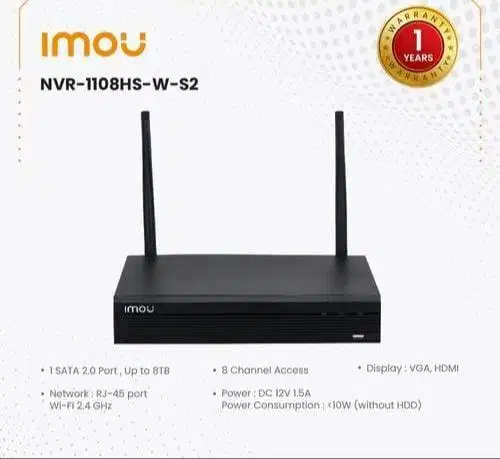 NVR1108HS-W-S2 Tipe: Wireless Recorder 8-Channel Wi-Fi