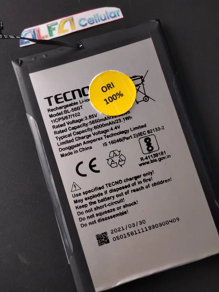 BATERAI TECNO POVA LD 7 BL-58BT ORIGINAL